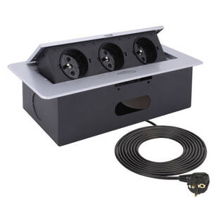 Gniazdo wpuszczane DESIGN LIGHT 3x230V aluminium z przewodem