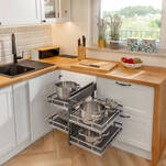 Kosz cargo narożny GTV MOVIXPRO 450 mm chrom + biały KO-WMC450-01B - Meblownia.pl