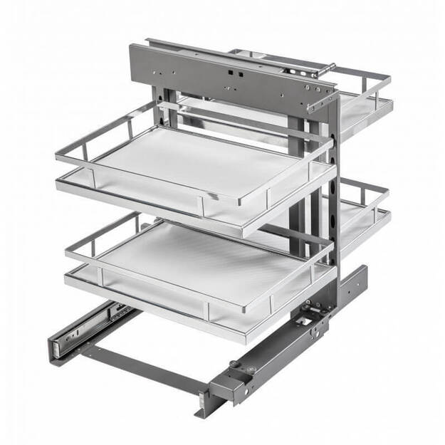 Kosz cargo narożny GTV MOVIXPRO 450 mm chrom + biały KO-WMC450-01B - Meblownia.pl
