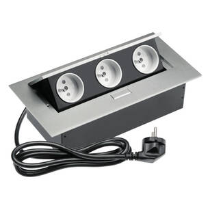 Gniazdo wpuszczane GTV 3x230V aluminium z przewodem 