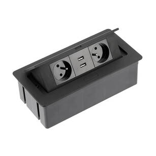 Gniazdo wpuszczane SOFT GTV 2x230V + 2xUSB czarne