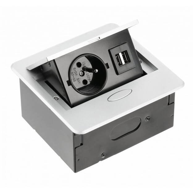 Gniazdo meblowe GTV AVARO 1x230V (french) + 2xUSB białe  AE-PB1FAVA-10 - Meblownia.pl