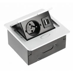 Gniazdo meblowe GTV AVARO 1x230V (french) + 2xUSB białe  AE-PB1FAVA-10