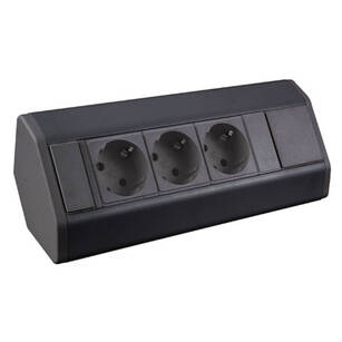 Gniazdo meblowe DESIGN LIGHT CORNER BOX narożne 3x230V czarne z przewodem