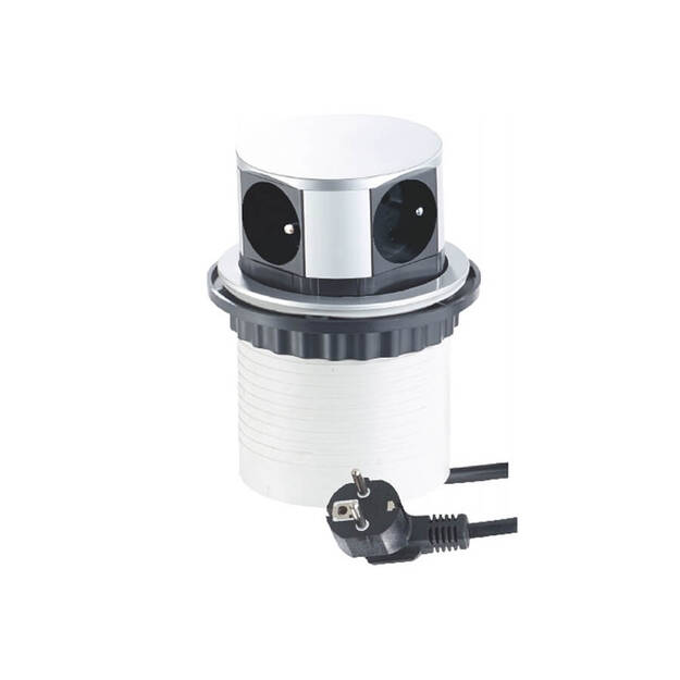 Gniazdo meblowe DESIGN LIGHT TETRABOX wpuszczane 4x230V aluminium - Meblownia.pl