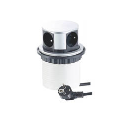 Gniazdo meblowe DESIGN LIGHT TETRABOX wpuszczane 4x230V aluminium