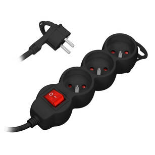 Przedłużacz z wyłącznikiem ORNO 3x2P+Z czarny - przewód 3 m OR-AE-13146/B/3M