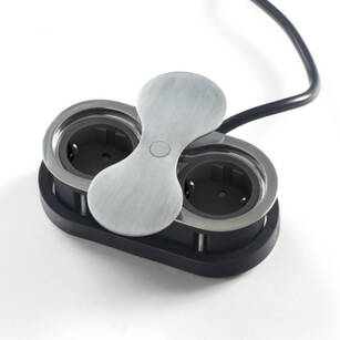 Gniazdo wpuszczane w blat TWIST ELIPSA 2x230V chrom szczotkowany