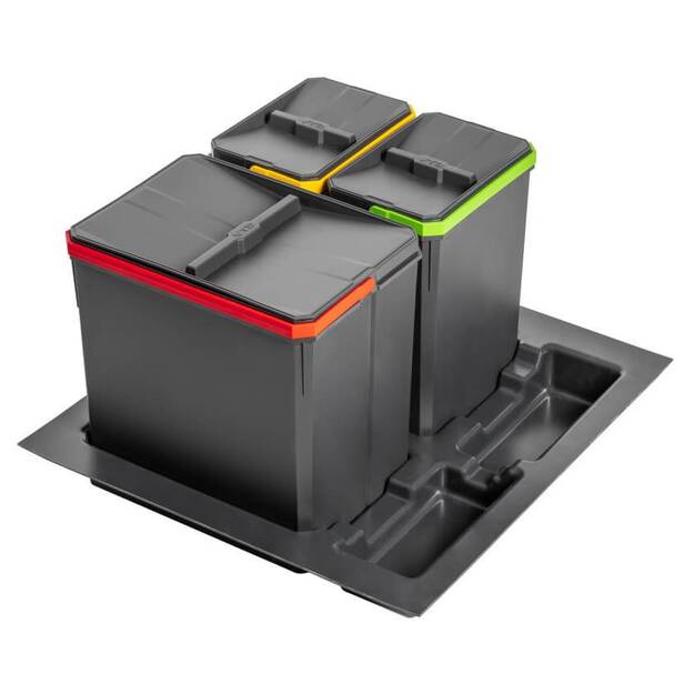 Kosz do segregacji śmieci GTV AXISPACE 600 antracyt (PB-AS-600-1X15L-2X7L) - Meblownia.pl