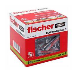 Kołek DUOPOWER Fischer 6x50 S z wkrętem - 50 szt (538245)